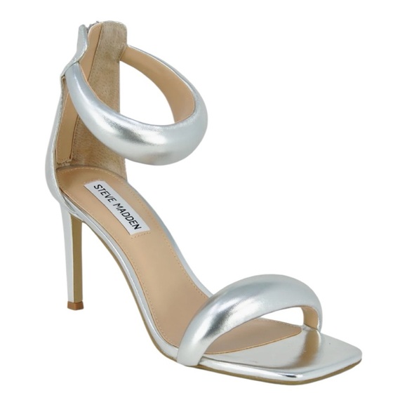 Steve Madden Silver Partay Metallic Leather Women's Heels size 6 - Picture 1 of 16